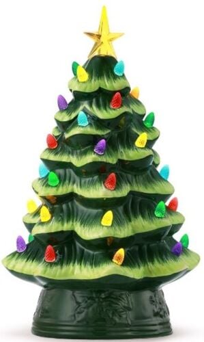 12" Ceramic Nostalgic Christmas Tree Tabletop Decoration