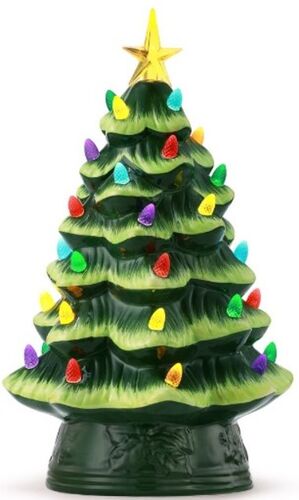 12" Ceramic Nostalgic Christmas Tree Tabletop Decoration