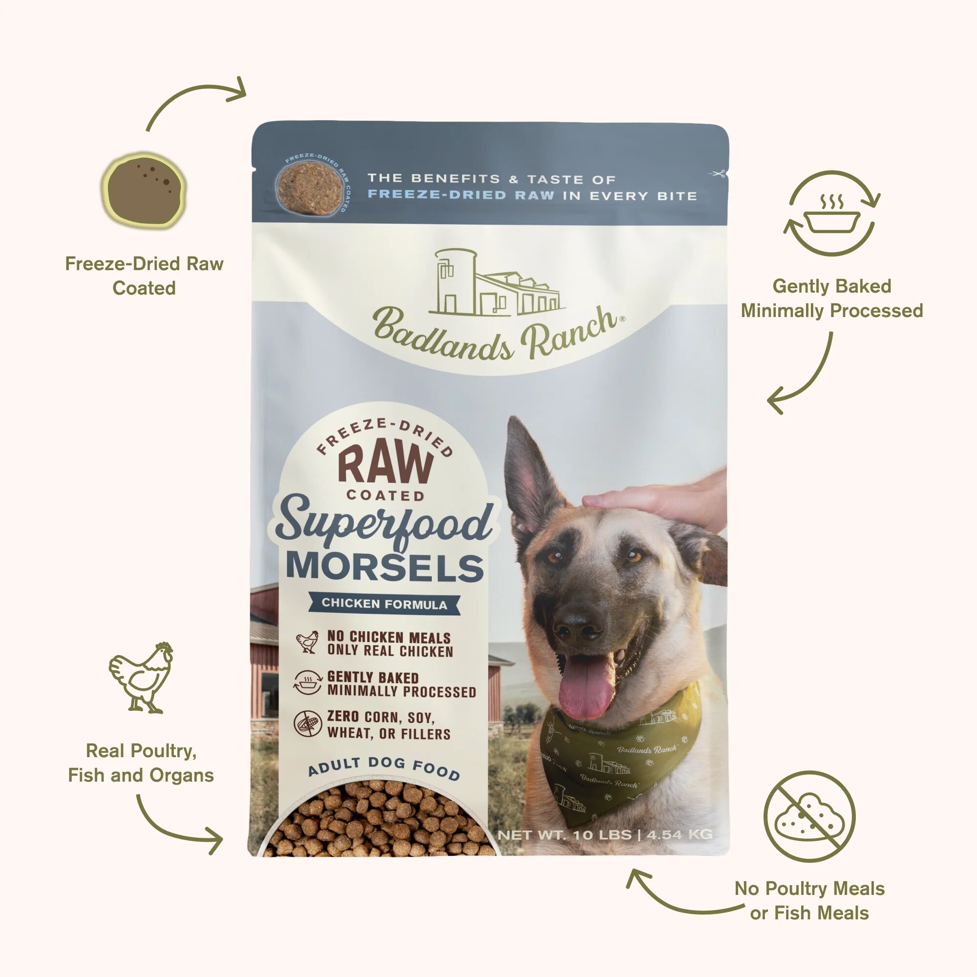 Badlands Ranch Superfood Morsels Chicken Formula Freeze-Dried Raw