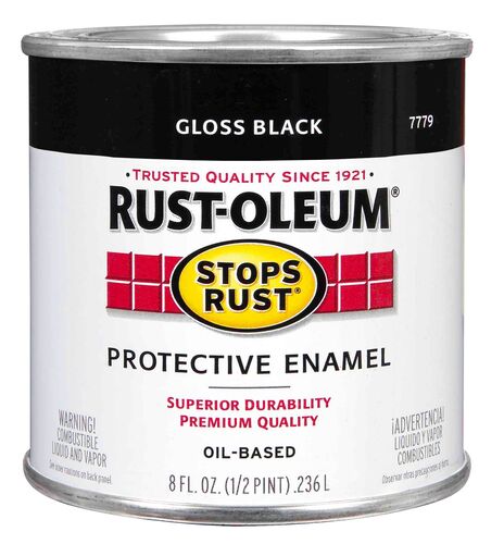 Stops Rust Protective Enamel Paint in Gloss Black - 1/2 Pint