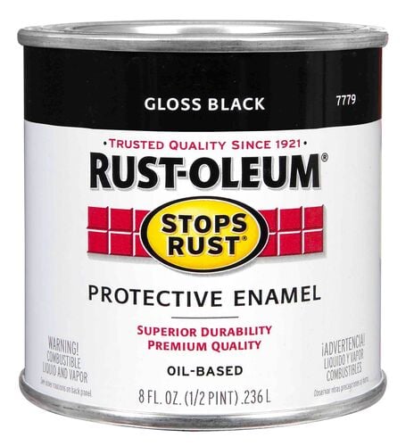 Stops Rust Protective Enamel Paint in Gloss Black - 1/2 Pint