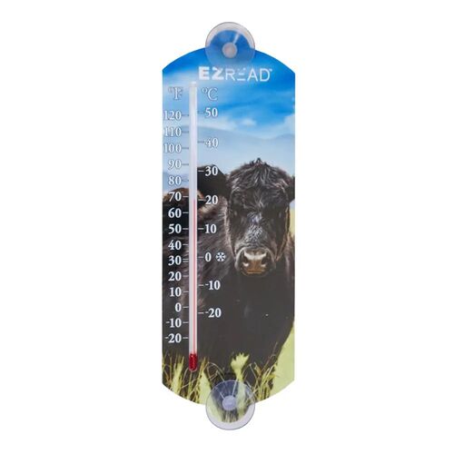 10" Cow Vertical Decorative Thermometer