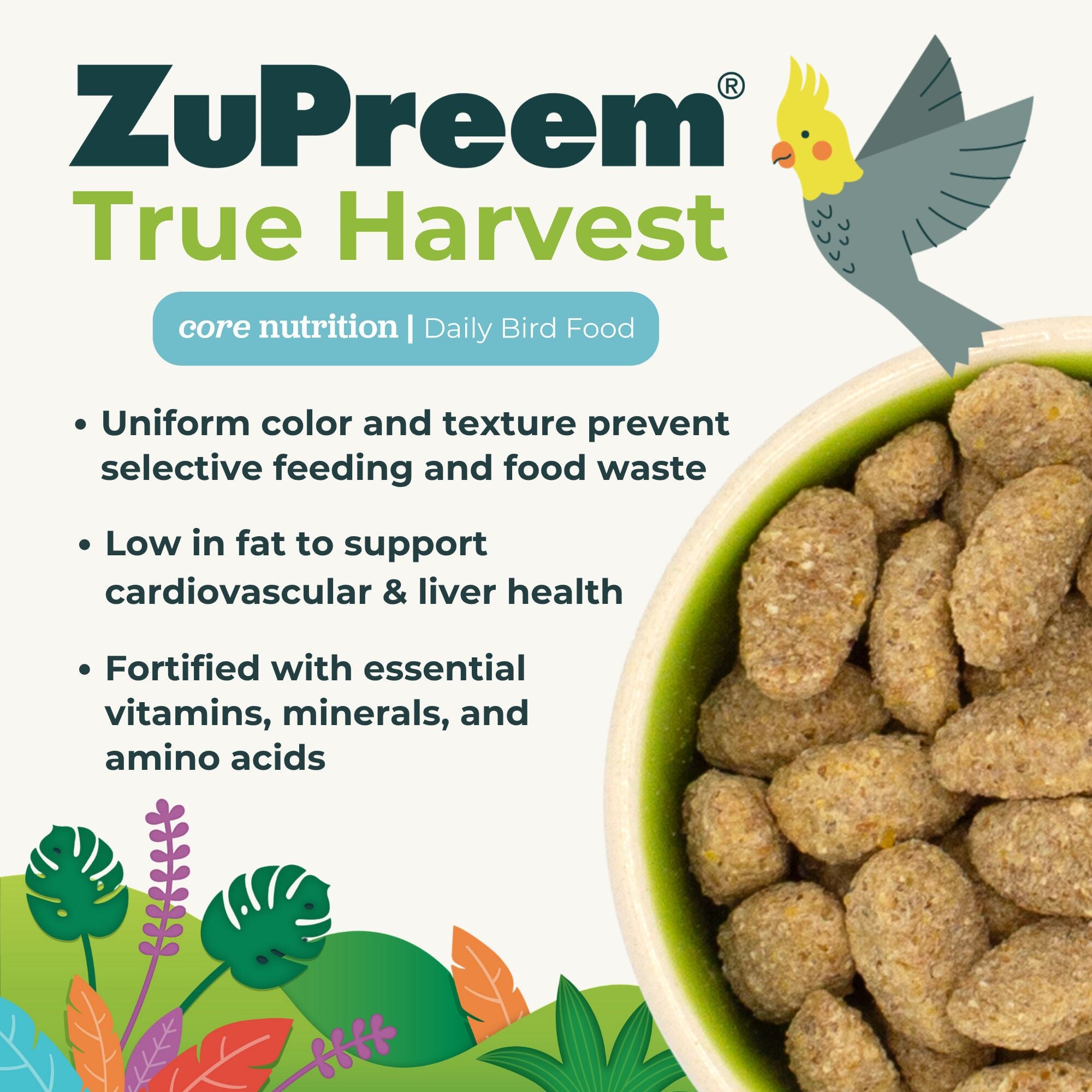 True Harvest Core Nutrition Daily Bird Food for Parrots & Conures