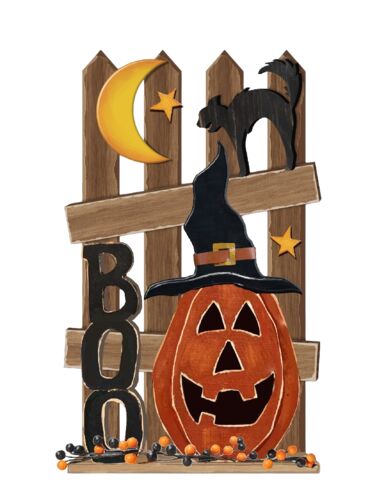 24" Boo Pumpkin Fence Decor