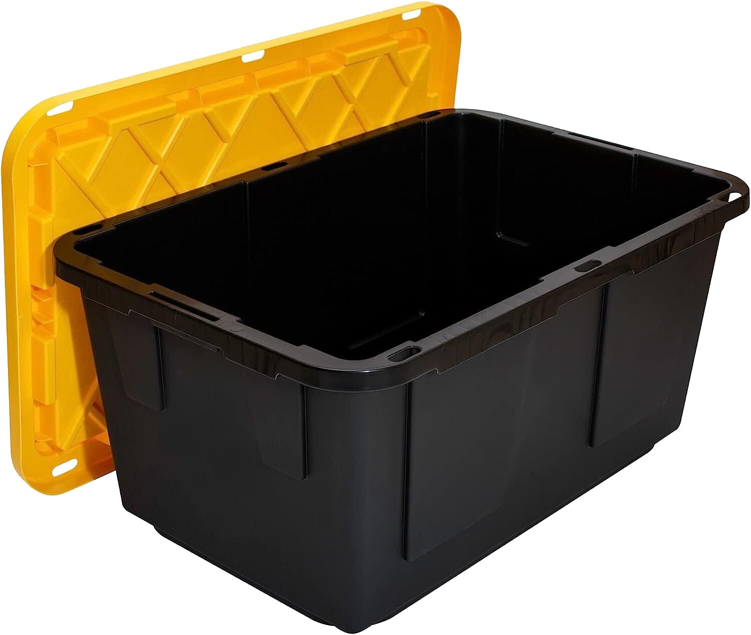 Heavy Duty 27 Gallon Tote with Snap Lid in Black/Yellow