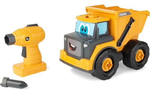 John Deere Build-A-Buddy Yellow Dump Truck 2-in-1 Toy with Toy Drill