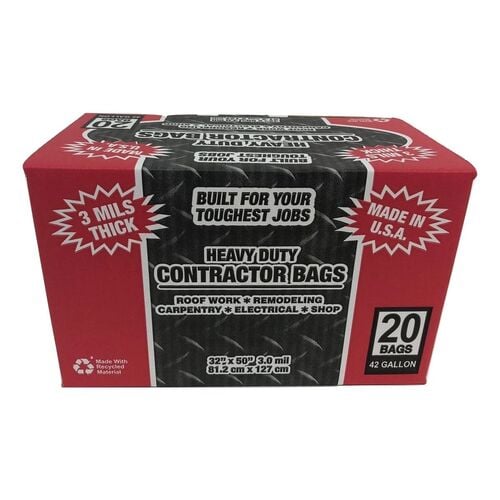 42 Gallon Heavy Duty Contractor Trash Bags - 20 Count