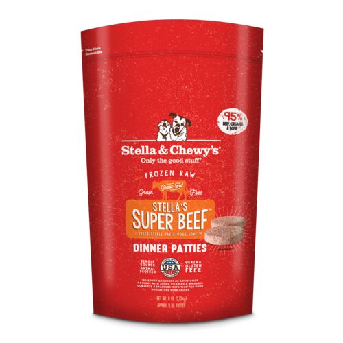 Frozen Raw Dinner Patties for Dogs - Stella's Super Beef Recipe - 6 Lb