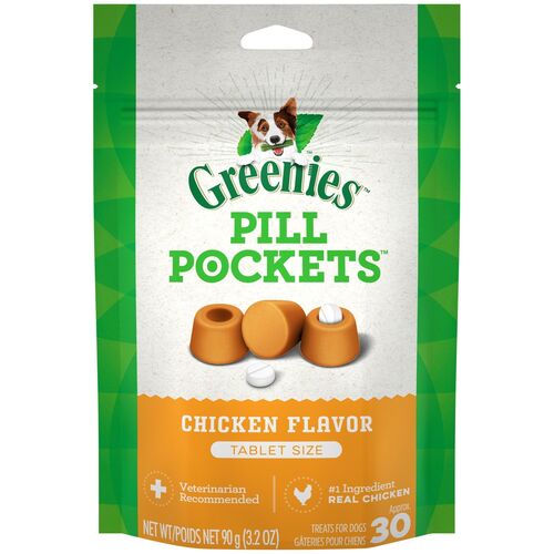 Tablet Size Pill Pockets Treats for Dogs in Chicken Flavor - 30 Count