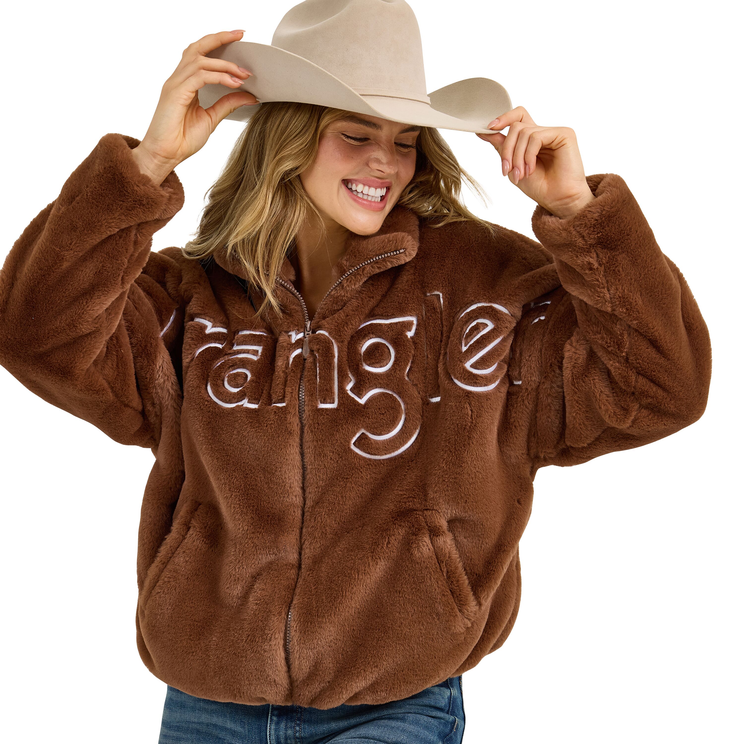Wrangler Women's Wrangler Logo Fuzzy Zip Jacket