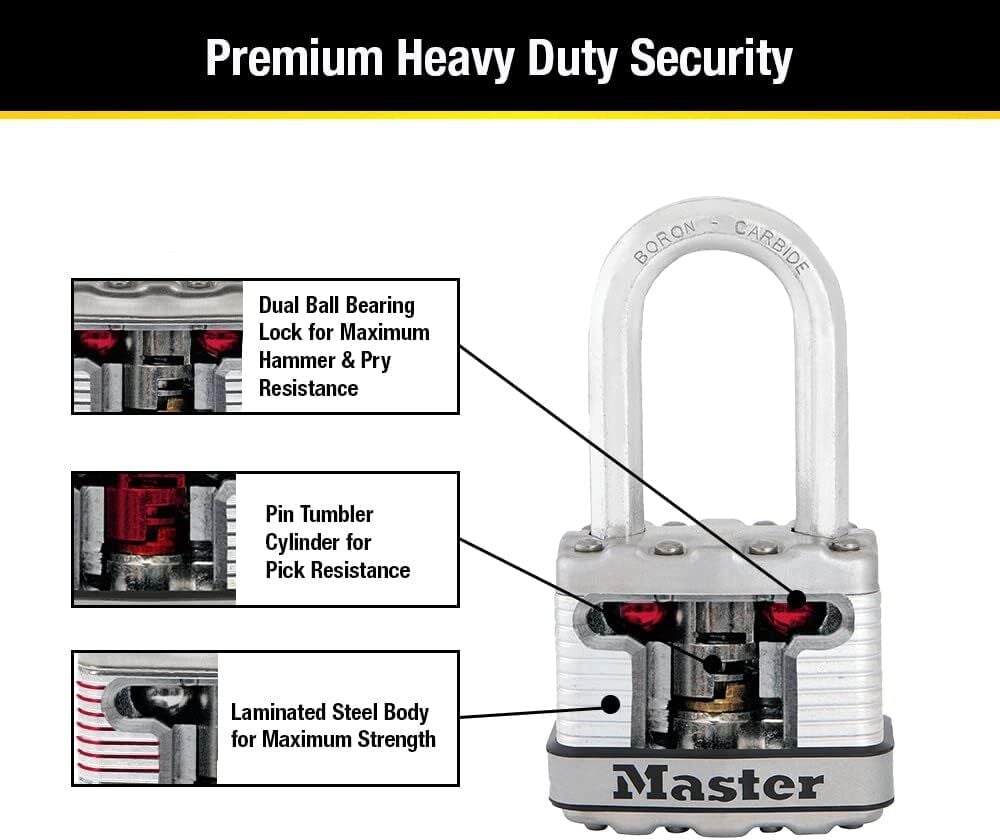 Master Lock 140Q Solid Keyed Alike Hangsloten, Messing, Zilver, 4 Pack