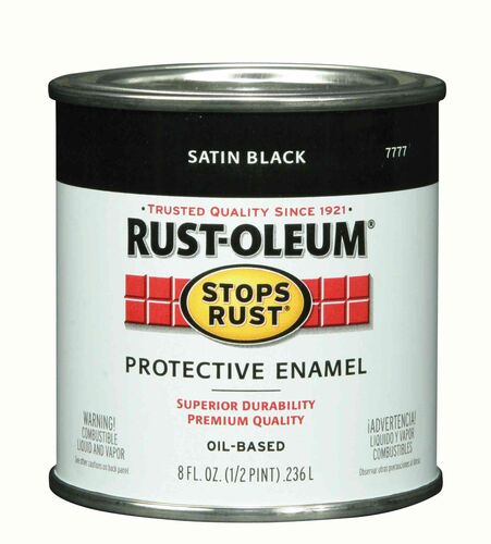 Stops Rust Protective Enamel Paint in Satin Black - 1/2 Pint