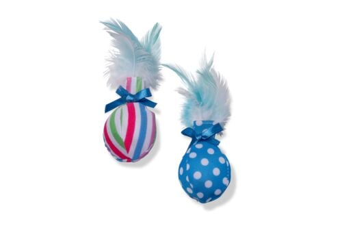 2-Pack Feather Balls with Bells Cat Toy
