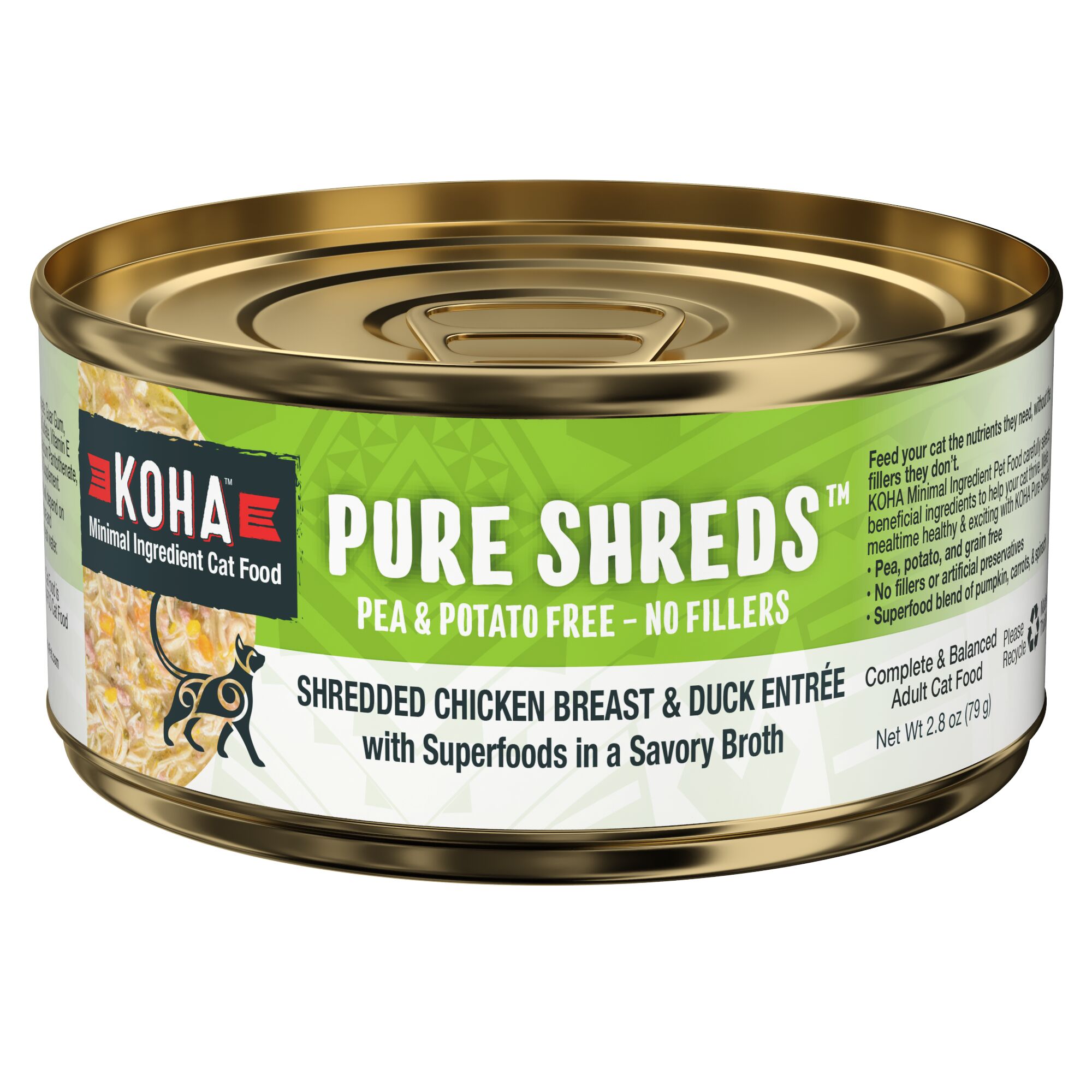 KOHA Pet Food Duck Shreds Wet Cat Food - 2.8 oz