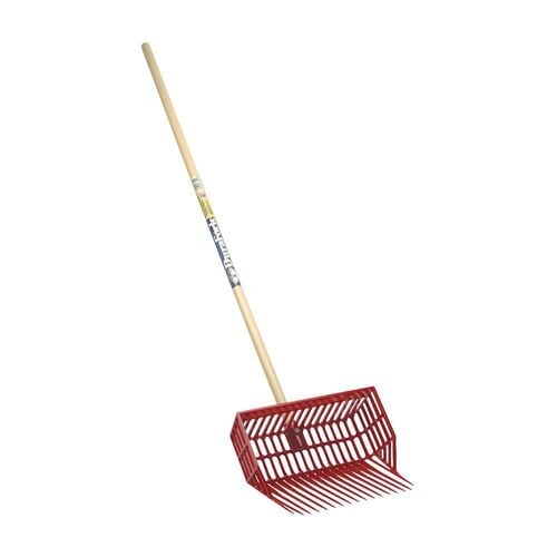 18-Tine DuraPitch II Polycarbonate Tine Red Stable Fork with Basket