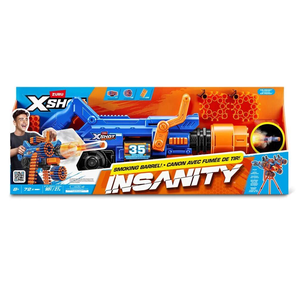 Zuru XSHOT Insanity Smoking Barrel Toy Dart Blaster