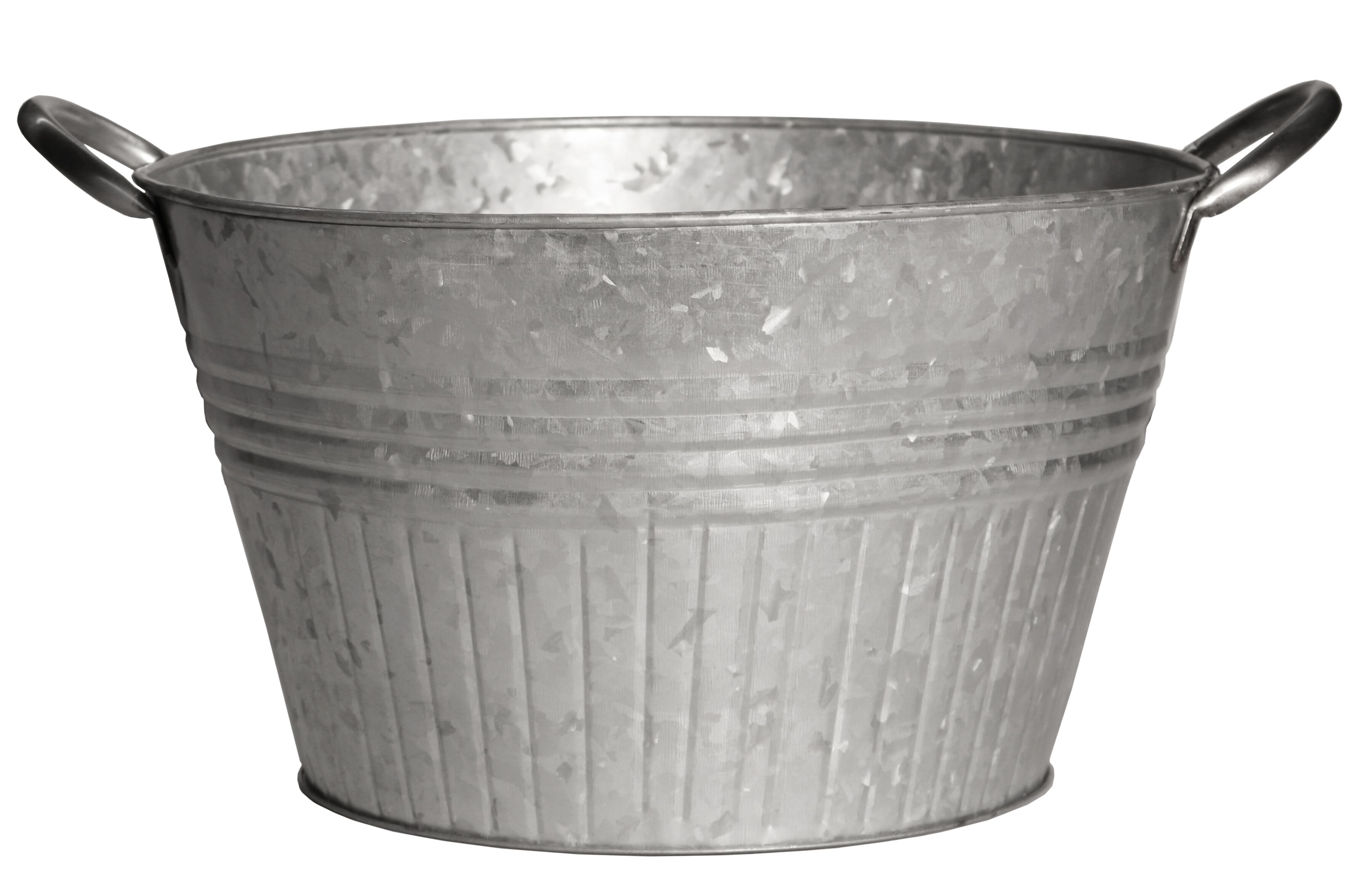 Galvanized Metal Tub Planter with Handles