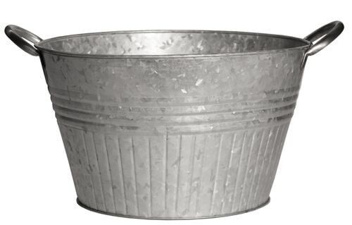 Galvanized Metal Tub Planter with Handles