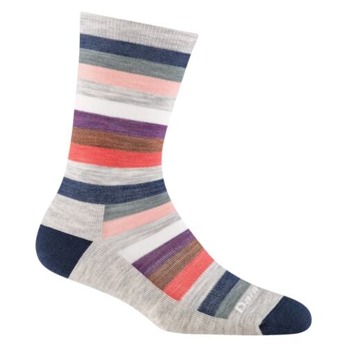 Women's Mystic Stripe Crew Lightweight Lifestyle Socks in Ash - M