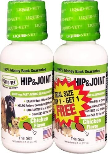 Hip & Joint Support Liquid Supplement in Chicken Flavored for Dogs - 8 oz/BOGO 2-Pack