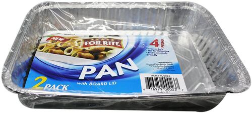 Rectangular Disposable Aluminum Pans with Lids, 4 Lb - 2-Pack