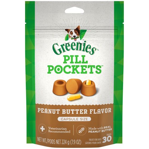 Capsule Size Pill Pockets Treats for Dogs in Peanut Butter Flavor - 30 Count