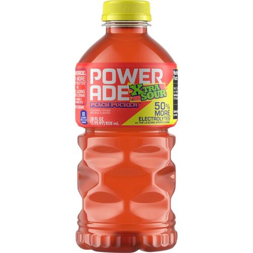 XTRA SOUR Peach Pucker Electrolyte Sports Drink - 28 oz Bottle