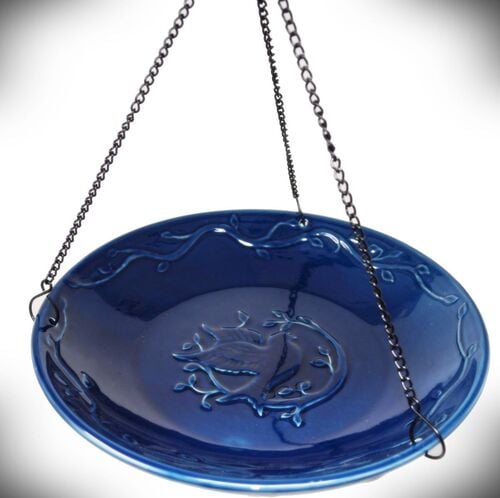 12" Bluebird Ceramic Hanging Bird Bath