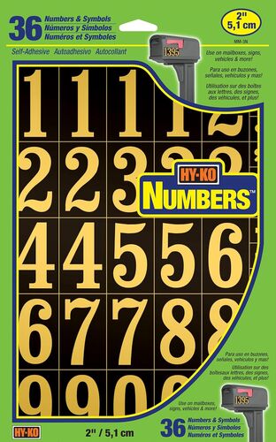 1-3/4" Self-Adhesive Numbers in Black/Gold