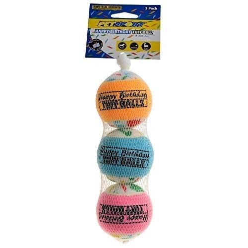 2.5" Happy Birthday Tuff Ball Dog Toy - 3 Pack