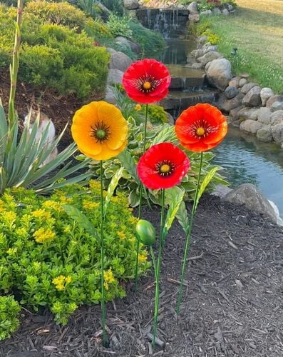 Metal Poppy Stakes - Assorted