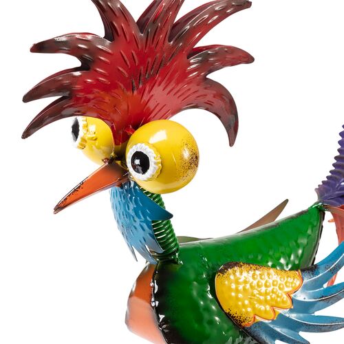 18" Tall Wacky Metal Rooster Yard Statue