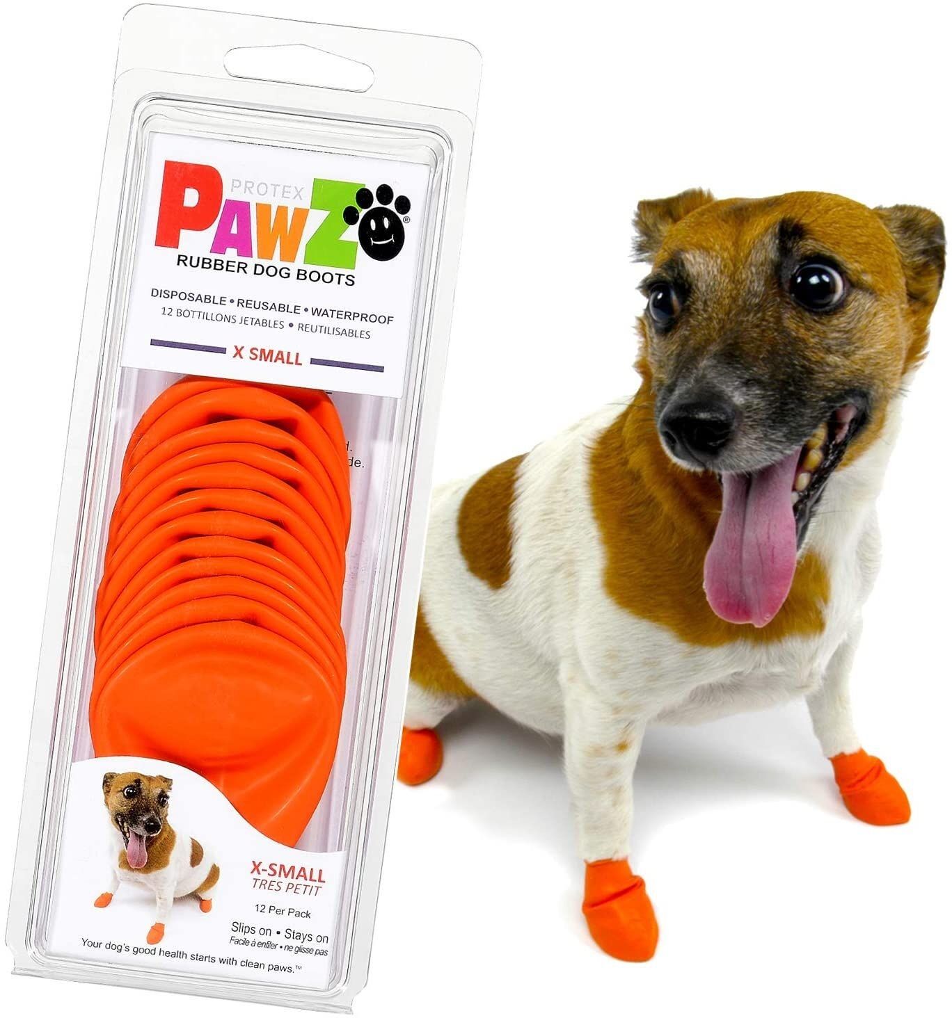 Protex Pawz Rubber Dog Boots X-Small in Orange