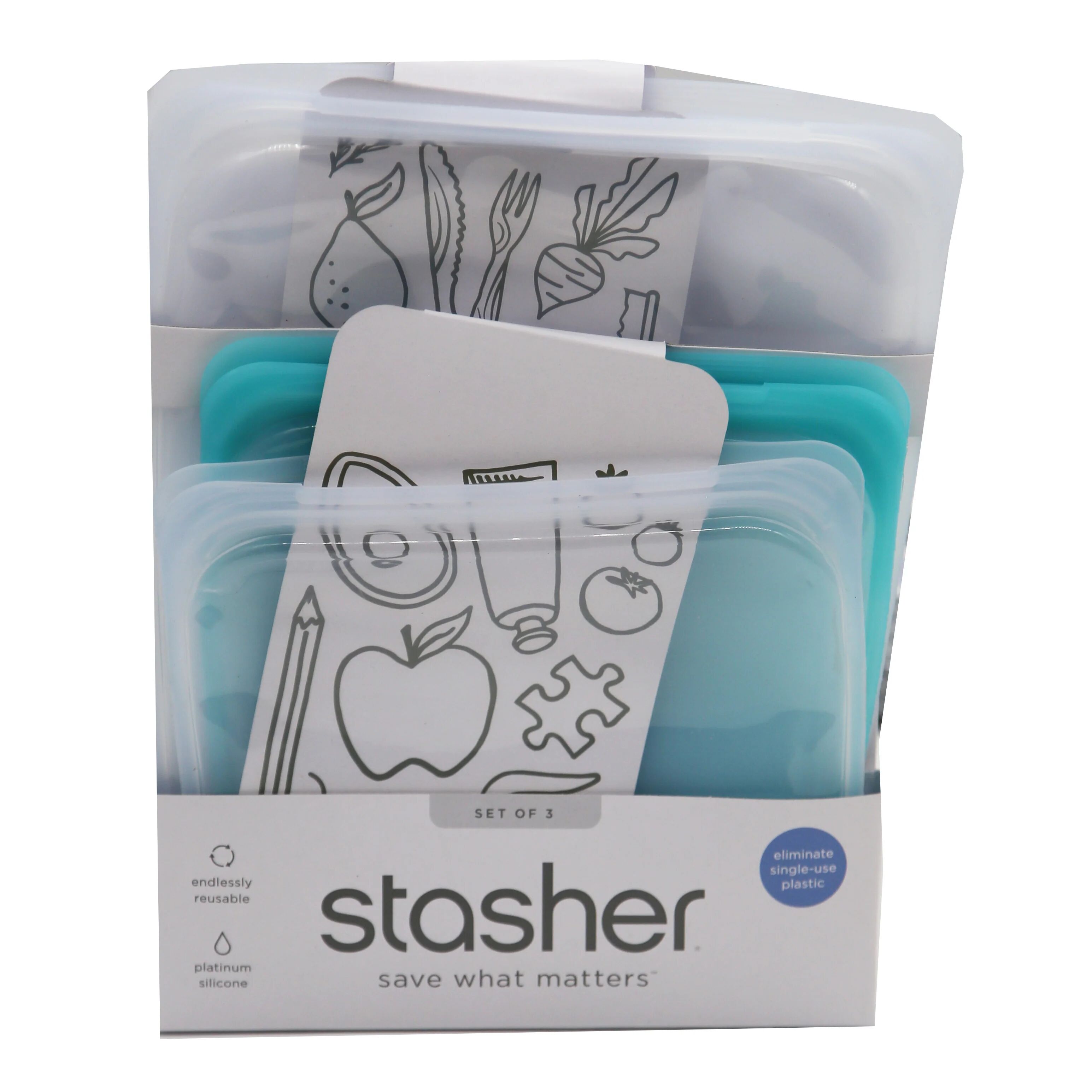 Stasher Reusable Silicone Food Bag 3-Pack