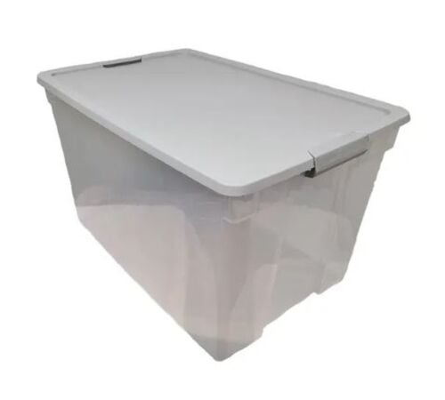 64 Quart Latching Storage Tote in Clear/Gray
