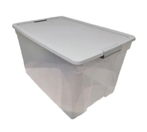 64 Quart Latching Storage Tote in Clear/Gray