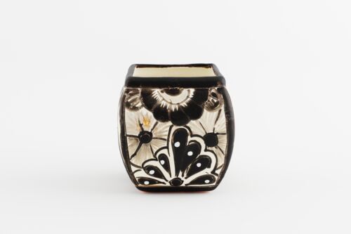 Talavera 5" Bubble Square Planter in Sandy/Black