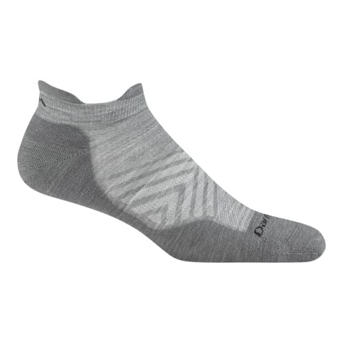 Men's Run No Show Tab Cushioned Ultra-Lightweight Running Socks in Solid Grey - L