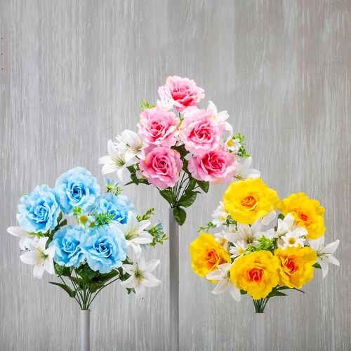 21.5" Rose/Day Lily/Daisy Memorial Bush - Assorted