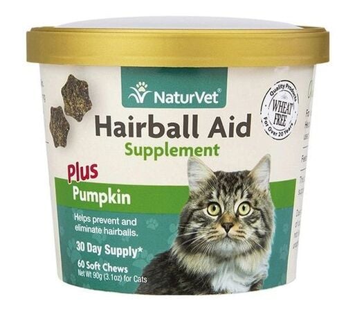 Hairball Aid Plus Pumpkin Soft Chews Hairball Control Supplement for Cats - 60 Count