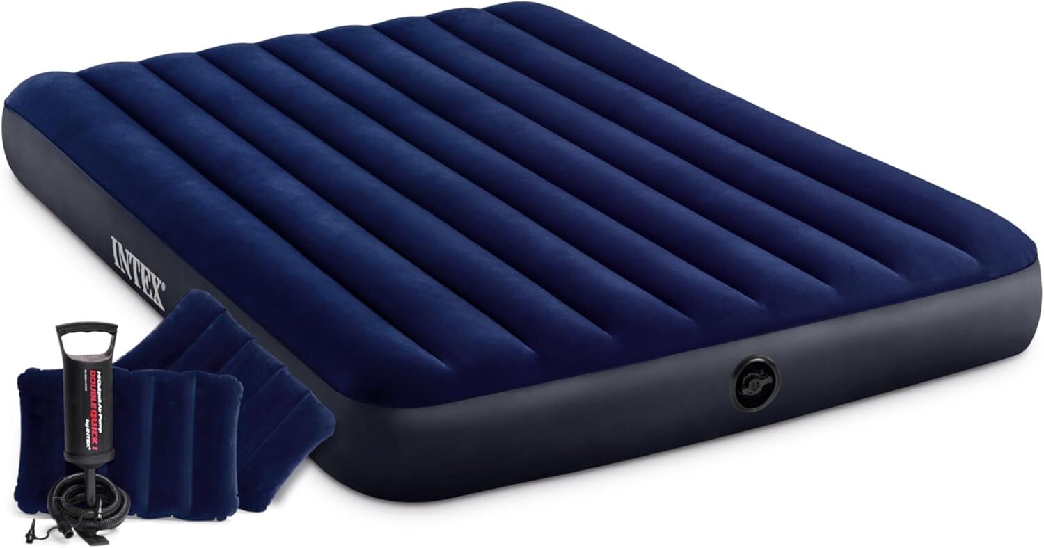 Intex 68765 Downy Airbed Mattress 80 in L 60 in W Queen Blue, image size:1500x788