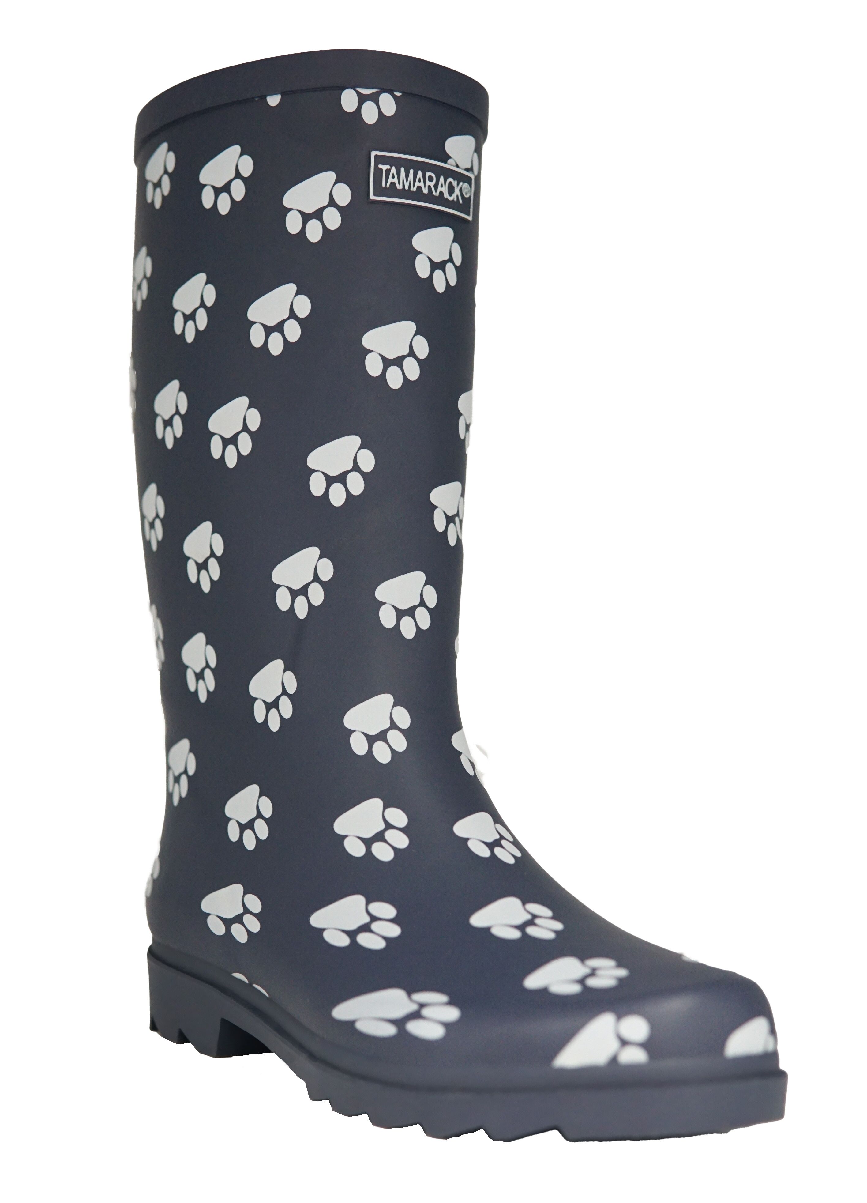 Women's Paw Print Tall Rubber Boots