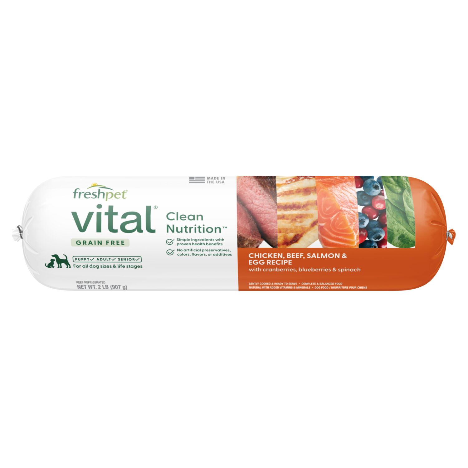 Vital Grain Free Chicken, Beef, Salmon & Egg Recipe Fresh Dog Food Roll