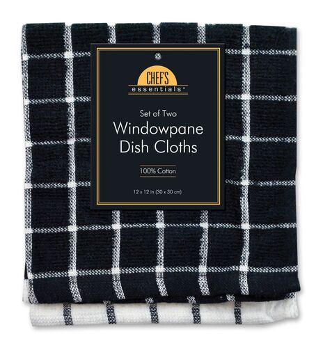 Set Of 2 Black Window Pane Dish Towel