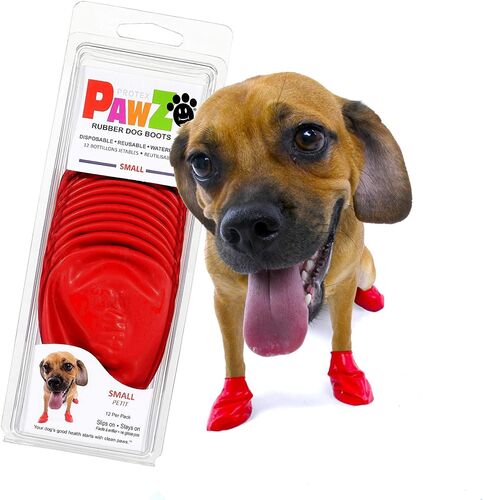 Protex Pawz Rubber Dog Boots Small in Red