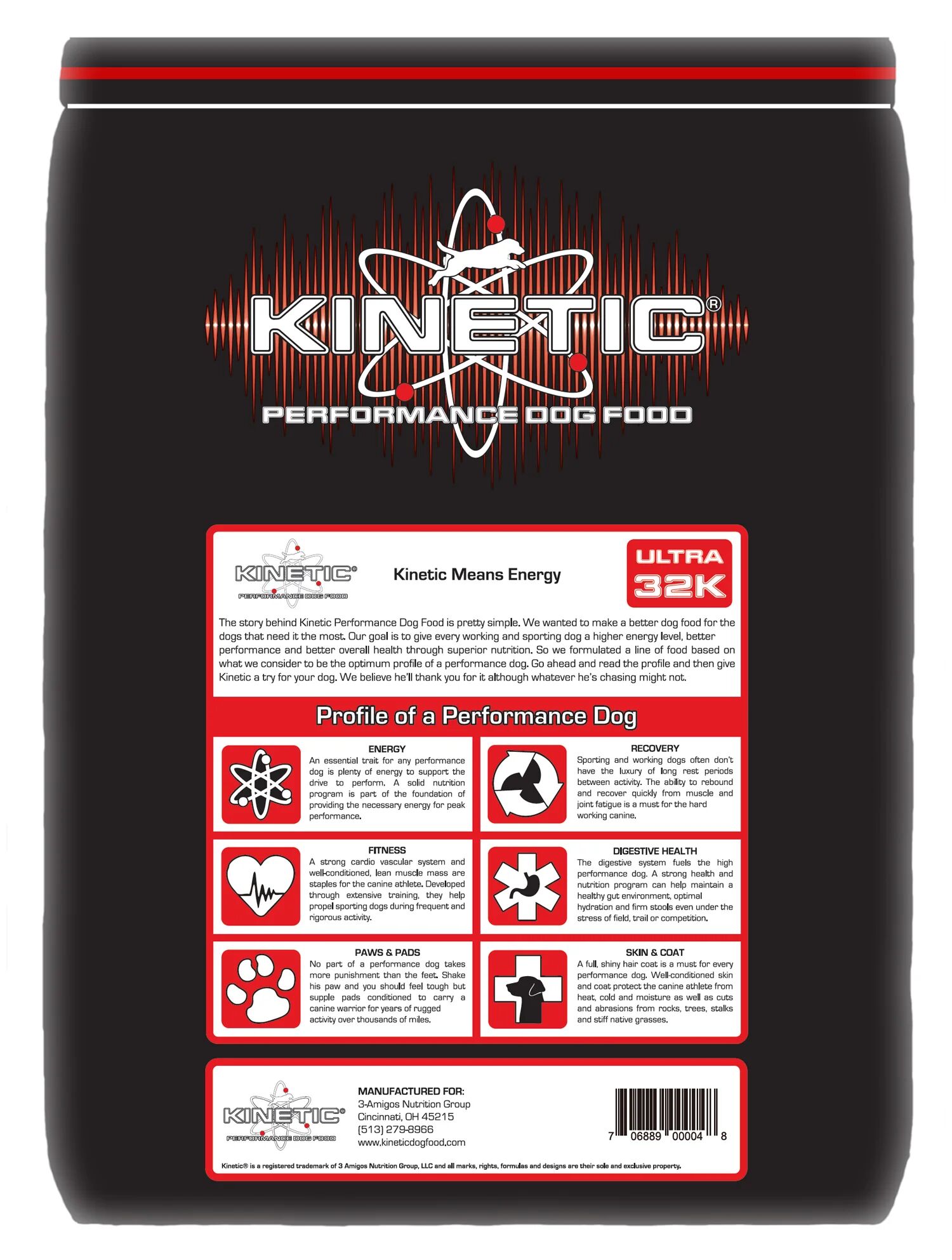 KINETIC Performance Ultra 32K Formula Dry Dog Food - 35 Lb