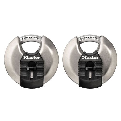 2-3/4" Wide Magnum Stainless Steel Discus Padlock with Shrouded Shackle 2-Pack - Keyed Alike