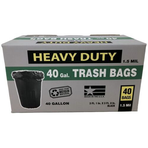 40 Gallon Heavy Duty Trash Bags - 40 Count