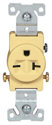 20 A, 250 VAC, 2 Pole Straight Blade Single Receptacle