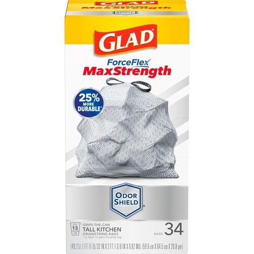 ForceFlex MaxStrength Kitchen Drawstring Trash Bags - 13 Gallon